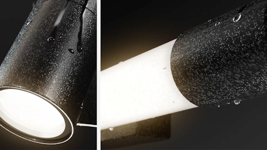 Close-up of textured bathroom lights by Kutuko Studio with realistic lighting